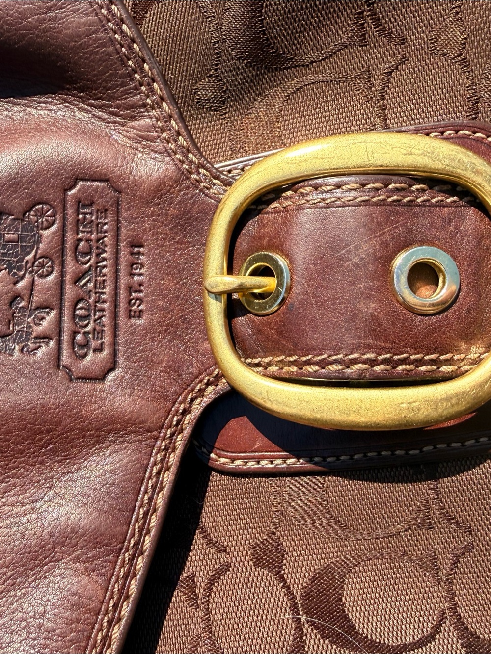 Coach 2007 Brown Signature Canvas & Leather Bleeker Shoulder Flap Bag 11434 - Picture 7 of 9